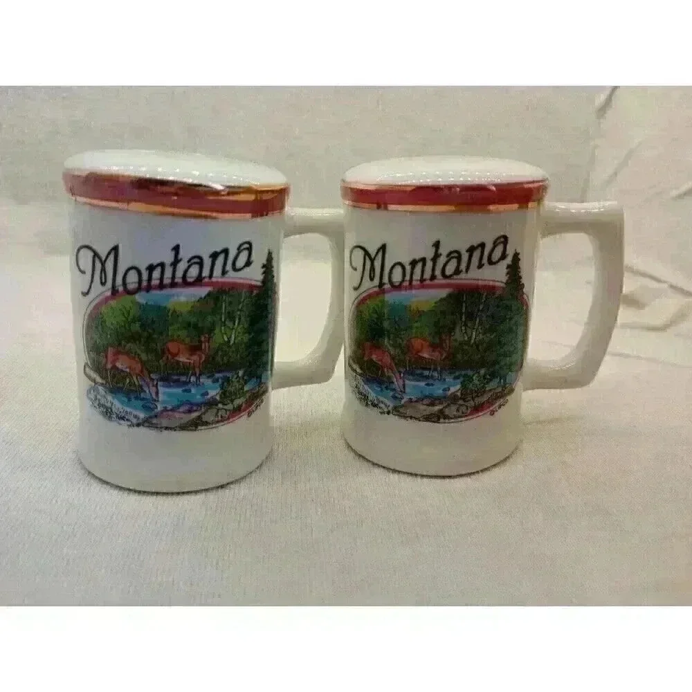 Vintage Montana Wild Deer Salt & Pepper Shaker Collectable Kitchen Home Decor